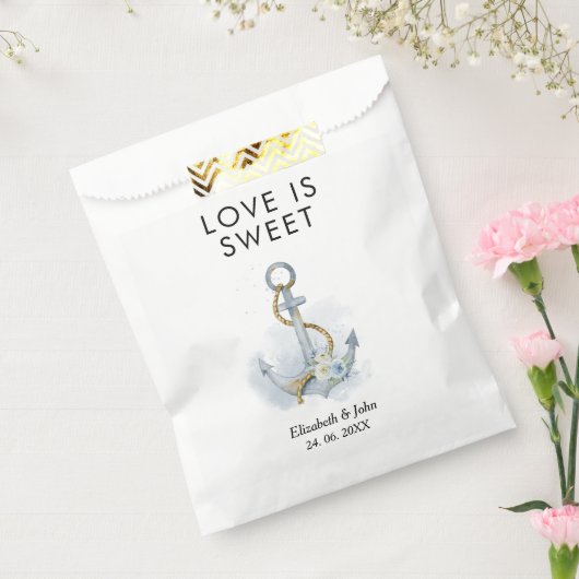 ダスティブルーフローラいかり結婚式の引き出物バッグ フェイバーバッグ (封をした状態)