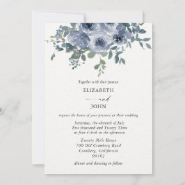ダスティブルーフローラとブラック結婚式招待状 招待状