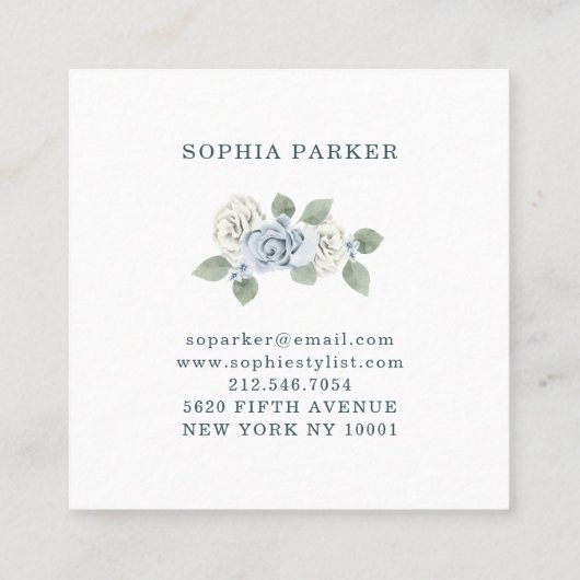 ダスティブルーフローラとユーカリ スクエア名刺 (裏面)