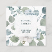 ダスティブルーフローラとユーカリ スクエア名刺 (正面)