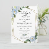 ダスティブルーフローラウェディングレセプション招待状 招待状 (スタンド正面)