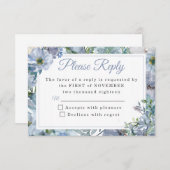 ダスティブルーフローラウェディングRSVPカード 出欠カード (正面/裏面)