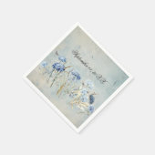 ダスティブルーフローラウォーターカラー紙ナプキンス スタンダードカクテルナプキン (角)