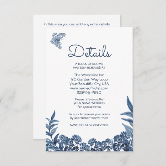 ダスティブルーフローラウォーターカラー詳細宿泊施設 エンクロージャーカード (正面/裏面)