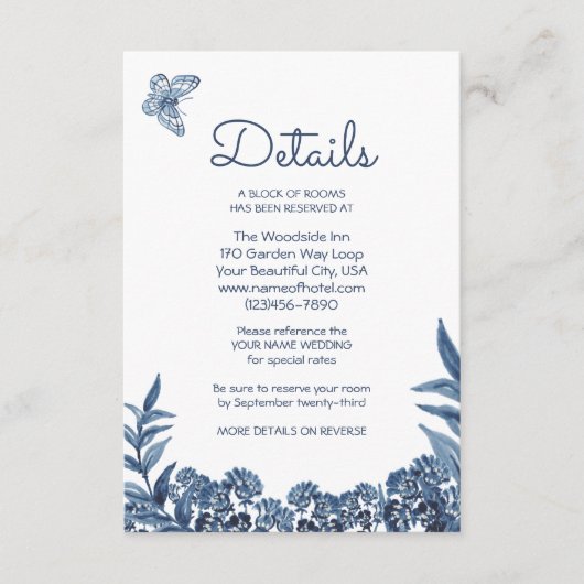 ダスティブルーフローラウォーターカラー詳細宿泊施設 エンクロージャーカード (正面)