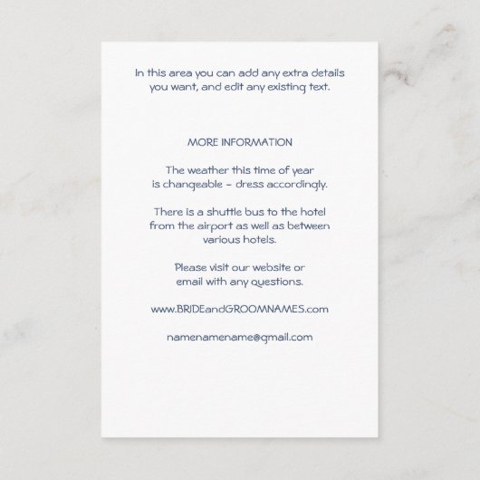 ダスティブルーフローラウォーターカラー詳細宿泊施設 エンクロージャーカード (裏面)