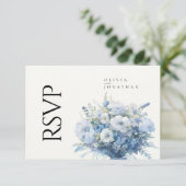ダスティブルーフローラエレガントな結婚式 出欠カード (スタンド正面)