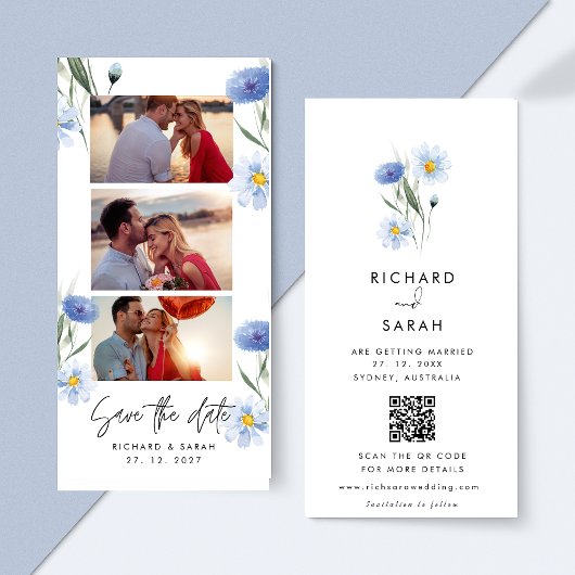 ダスティブルーフローラエレガントフォトストリップ セーブザデート