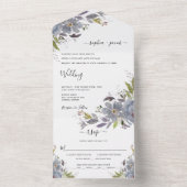 ダスティブルーフローラエレガント庭園の結婚式 オールインワン招待状 (内側)