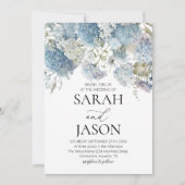 ダスティブルーフローラエレガント庭園の結婚式 招待状 (正面)
