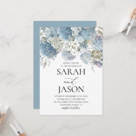 ダスティブルーフローラエレガント庭園の結婚式 招待状