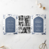 ダスティブルーフローラオールインワンレースインディアン 三つ折り招待状 (内部)