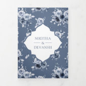 ダスティブルーフローラオールインワンレースインディアン 三つ折り招待状 (カバー)