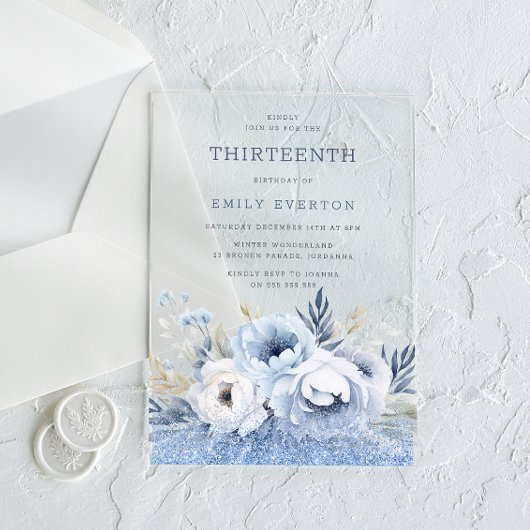 ダスティブルーフローラガールズ13thバースデーパーティー アクリル招待状