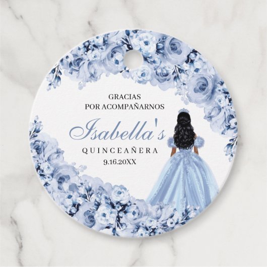 ダスティブルーフローラキンセアニェラサークルメッセージカード フェイバータグ (正面)