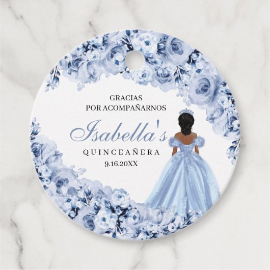 ダスティブルーフローラキンセアニェラサークルメッセージカード フェイバータグ (正面)