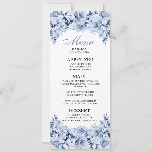 ダスティブルーフローラキンセアニェラメニュー招待状 招待状 (正面)