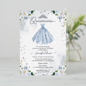 ダスティブルーフローラキンセアニェラ 箔招待状 (立ち正面)