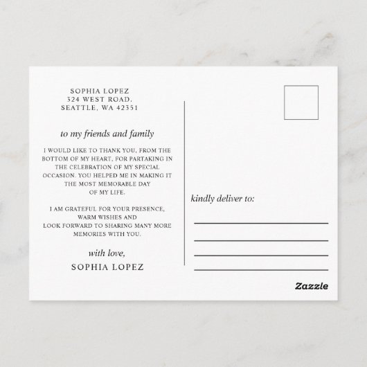 ダスティブルーフローラキンセアニラありがとう ポストカード (裏面)