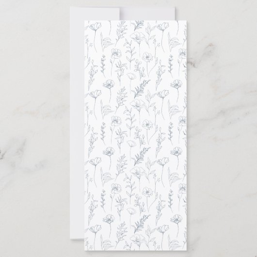 ダスティブルーフローラクラシック結婚ボホのメニュー (裏面)