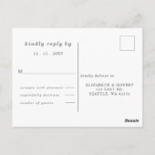 ダスティブルーフローラクレストモノグラムウェディングRSVP ポストカード (裏面)