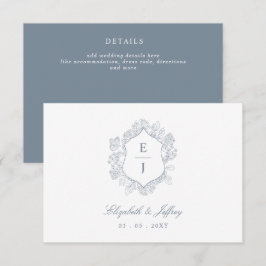 ダスティブルーフローラクレストモノグラム結婚ズ エンクロージャーカード