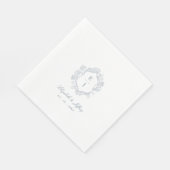 ダスティブルーフローラクレストモノグラム結婚ズ スタンダードランチョンナプキン (角)