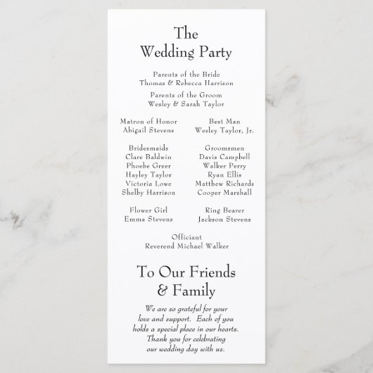 ダスティブルーフローラクレスト結婚式 プログラム (裏面)