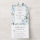 ダスティブルーフローラグリーンリーウェディングRSVP オールインワン招待状 (内側)
