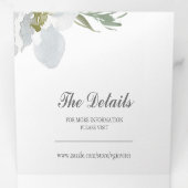 ダスティブルーフローラグリーンリートリフォールド結婚式招待 三つ折り招待状 (内部最初)