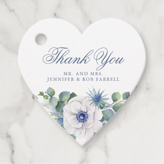 ダスティブルーフローラグリーンリーラブ結婚ハート フェイバータグ (正面)