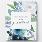 ダスティブルーフローラゲストブックサインイーゼルブラックV2 フォトプラーク (正面)