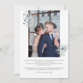 ダスティブルーフローラサンキューカードエレガント- ミニマル 招待状 (裏面)