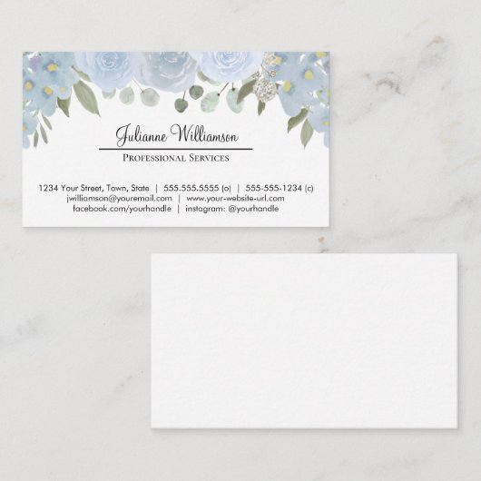 ダスティブルーフローラシンプルパーソナルプロフェッショナル 名刺 (正面/裏面)