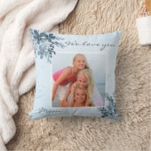 ダスティブルーフローラデザインママ写真枕 クッション (ブランケット)