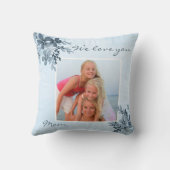 ダスティブルーフローラデザインママ写真枕 クッション (裏面)