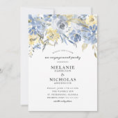 ダスティブルーフローラドロップ婚約パーティ 招待状 (正面)