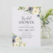 ダスティブルーフローラネイビーウォーターカラーブライダルシャワー 招待状 (スタンド正面)