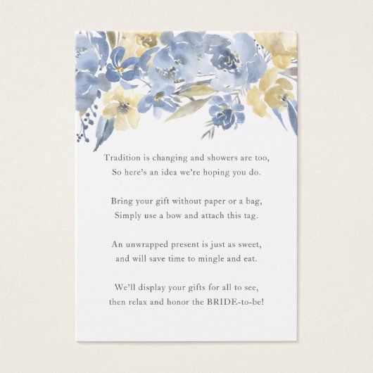 ダスティブルーフローラノーラップシャワー表示ギフトラベル (正面)