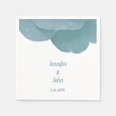 ダスティブルーフローラバラエレガントトレンディー結婚ズ スタンダードカクテルナプキン (正面)