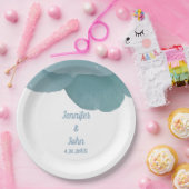 ダスティブルーフローラバラエレガントトレンディー結婚ズ ペーパープレート (パーティー)