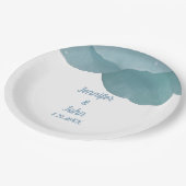 ダスティブルーフローラバラエレガントトレンディー結婚ズ ペーパープレート (アングル)