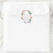 ダスティブルーフローラバラパーソナライズされた金ゴールド スクエアシール (バッグ)