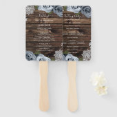 ダスティブルーフローラバラ素朴ウッドレース結婚ズ ハンドファン (正面&裏面)