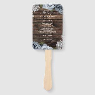 ダスティブルーフローラバラ素朴ウッドレース結婚ズ ハンドファン