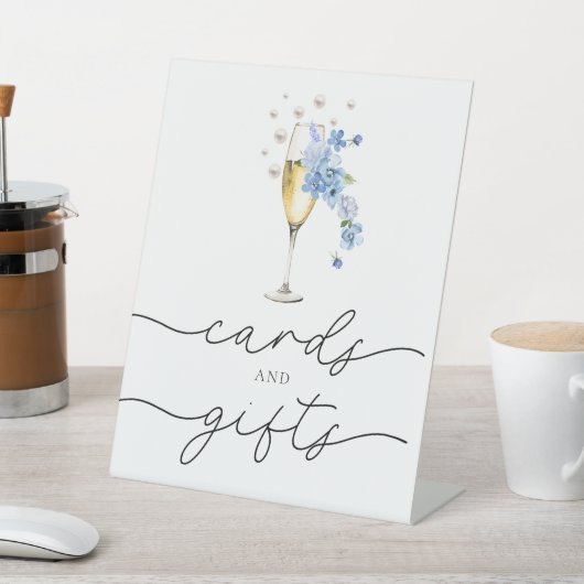 ダスティブルーフローラパール&プロセッコカード&ギフト 台座サイン (インサイチュ)