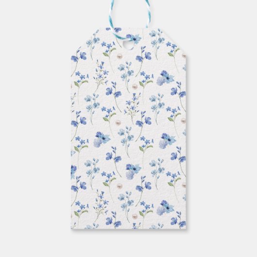 ダスティブルーフローラパール&プロセッコブライダルシャワー ギフトタグ (裏面)