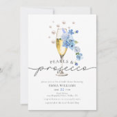 ダスティブルーフローラパール&プロセッコブライダルシャワー 招待状 (正面)