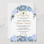 ダスティブルーフローラビクトリアンブライダルシャワーアーチ 招待状 (正面)