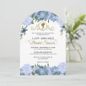 ダスティブルーフローラビクトリアンブライダルシャワーアーチ 招待状 (スタンド正面)